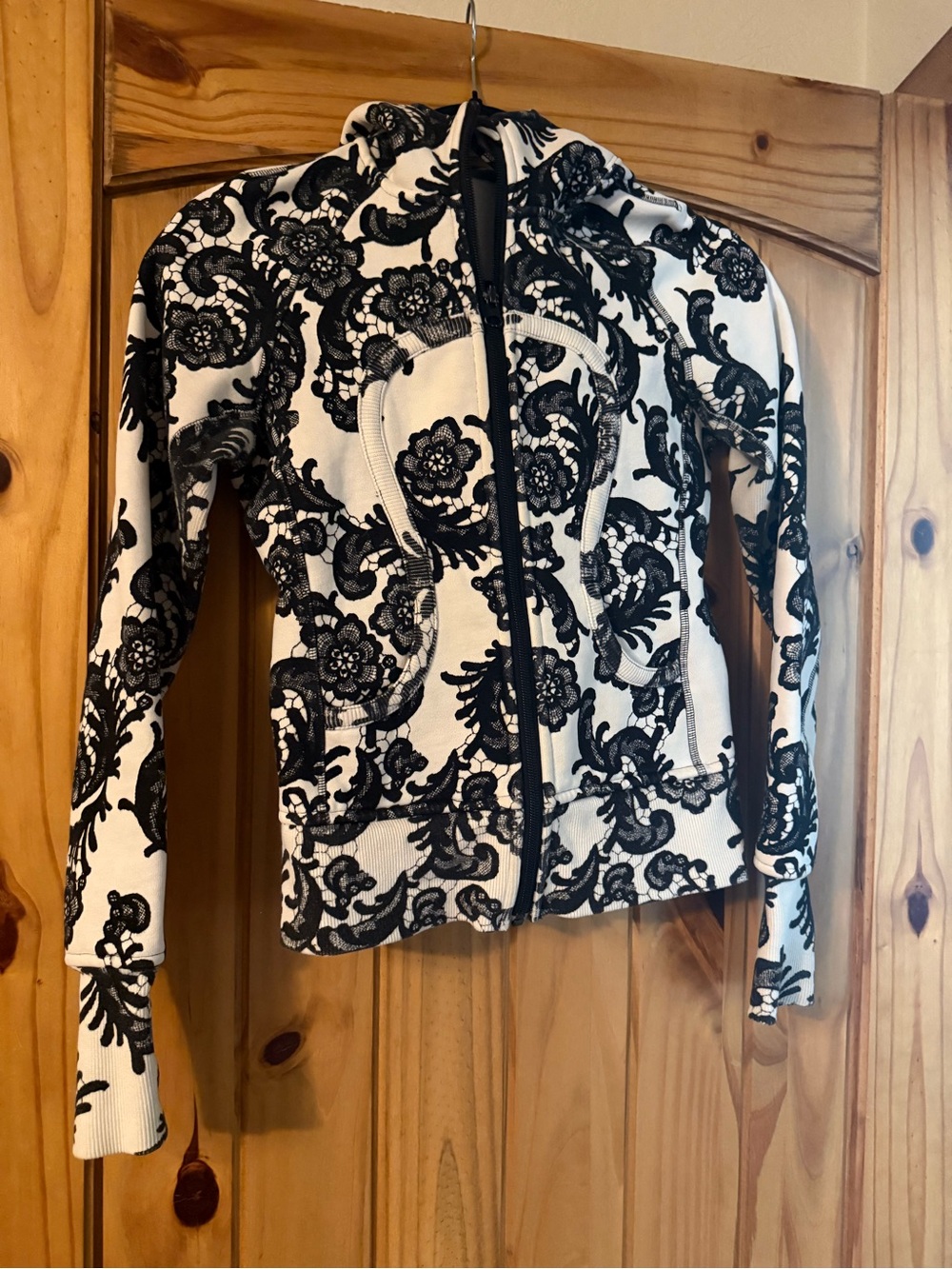 lululemon athletica Black & White Lace-Print Zip Hoodie